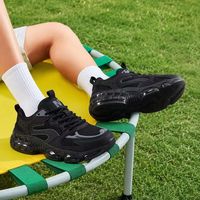 Baskets de sport noires et grises style Mecha, chaussures de course d'extérieur à coussin d'air amortissant les chocs