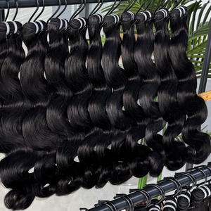 <b>Body</b> <b>Wave</b> Human Hair Bundles Natural Black Soft Wavy Hair Extensions Double Weft Thick Full Hair Bundles For Salon Use - Product Image 6