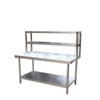 Table de préparation alimentaire commerciale en acier inoxydable avec étagère supérieure, double plateau, table de travail pour restaurant 1200*600*800MM, cuisine