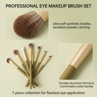 Ensemble de 7 pinceaux de maquillage avec logo personnalisé, marque privée, pinceaux cosmétiques professionnels en fibres synthétiques vegan avec sac en PU portable