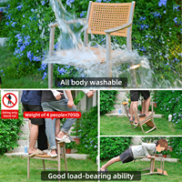 Tables de loisirs d'extérieur durables en aluminium Ensemble de chaises de jardin en PVC imperméable pour café de cour ou de plage Matériau en bois