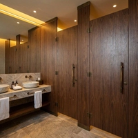Cloison de toilettes moderne en HPL 16 mm avec quincaillerie en acier inoxydable 304, en stratifié compact, pour hôpitaux, écoles et centres commerciaux