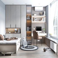Modernes Tatami-Bett mit Integriertem Schrank-Design für Kinderzimmer, Massivholz Multifunktionaler Schreibtisch-Bett mit Großem Stauraum für Hotels