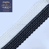 Ruban de dentelle en maille brodée de perles géométriques noires et blanches, soluble dans l'eau, de luxe, pour la décoration de robes et de vêtements