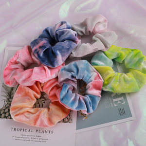 Coleteros de Terciopelo Tie-Dye con Degradado de Color, Elásticos, para el Cabello, Accesorios de Moda para Mujer - Product Image 1
