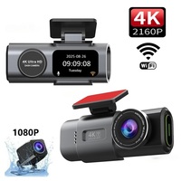 Caméra embarquée 4K intelligente à commande vocale, puce Novatek, objectif en verre 7 couches F1.8, WDR HDR, vision nocturne supérieure, double canal, 3840x2160P, DVR de voiture