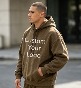 Sweat-shirt à capuche surdimensionné pour homme avec logo personnalisé, couleur unie, pull décontracté, imprimé sur le devant, en molleton de coton, pour l'automne - Product Image 3