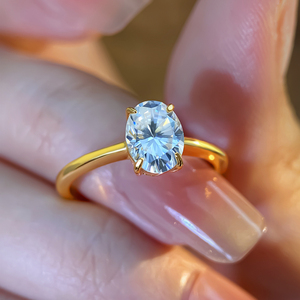 <span class=keywords><strong>Argento</strong></span> <span class=keywords><strong>925</strong></span> <span class=keywords><strong>e</strong></span> oro giallo gioielli VVS Moissanite eternit anello di nozze taglio ovale Bling VVS Moissanite anelli da donna - Product Image 2