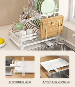Custom Design Foldable <b>Racks</b> With Drainboard Cutlery & Cup Holder 2 Tier Black Dish Drying Drainer <b>Rack</b> for Kitchen Drain <b>Rack</b> - Product Image 5