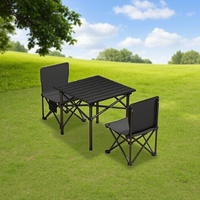 Mesas y Sillas Plegables Modernas para Exteriores, Diseño Portátil de Tubo de Acero y Material Oxford para Acampar, Hacer Picnic y Uso en Granjas