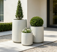 Nouvel ensemble de jardinières cylindriques hautes et robustes de style nordique, finition mate grainée minimaliste, pot de fleurs pour aménagement paysager de cour