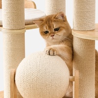 Grande structure d'escalade pour chat en bois de qualité supérieure, villa pour chat multi-niveaux de luxe avec griffoir, hamac, emballé en carton, OEM disponible