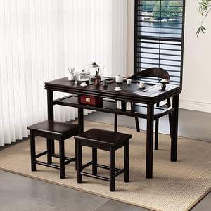 Solid Wood Tea <b>Table</b> And Chair <b>Set</b> <b>4</b> Piece Modern Chinese Style Zen Tea Ceremony <b>For</b> <b>Small</b> Apartments Living Room - Product Image 1