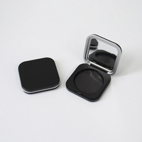 Étui à maquillage vide carré noir en ABS rigide de haute qualité avec miroir, matériaux recyclés, compatible blush
