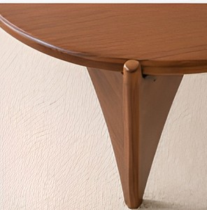 Modern Round Walnut <b>Coffee</b> <b>Table</b> with Curved Tapered <b>Legs</b> <b>for</b> Living Room Lounge and Contemporary Decor Furniture Design - Product Image 3