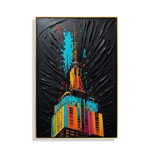 Pintura al óleo gruesa Arte 3D Cuchillo dorado Pintura Arquitectura urbana Decoración moderna para el hogar Arte de la pared Pintura dibujada a mano - Product Image 2