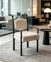 Fauteuil inclinable moderne en fer avec revêtement en tissu beige, portable, pour café, hôtel, restaurant, appartement