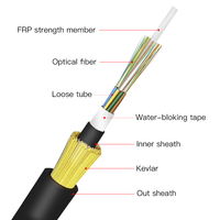 Cable de Fibra Óptica ADSS de Alta Calidad, Monomodo G652D, Totalmente Dieléctrico, Autoportante, 100m de Vano, Cable Aéreo para Exteriores