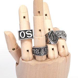 Anello in Acciaio Inossidabile Stile Vichingo Nordico, Anello Chunky con Ancora <span class=keywords><strong>e</strong></span> Runa del Lupo in Titanio, Gioielli per Uomo <span class=keywords><strong>e</strong></span> <span class=keywords><strong>Donna</strong></span> - Product Image 3