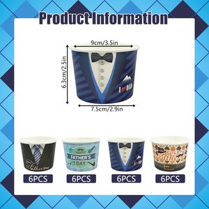 24 paquets de 9 oz, coupelles en papier jetables pour la fête des Pères, avec motif chapeau de papa, pour glace, collations et desserts, y compris pour le yaourt - Product Image 3