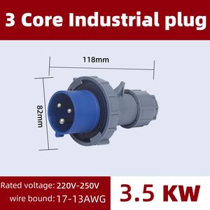 ปลั๊กและเต้ารับอุตสาหกรรมกันน้ำ IP67 ขนาด 16A-32A, ขั้วต่อไฟฟ้าแบบหนัก 3/4/5 ขา 380-415V สำหรับเครื่องจักร - Product Image 5