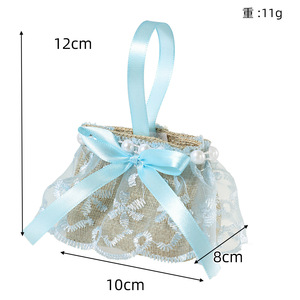 Sacchetti Regalo in Iuta e Pizzo per Feste di Rivelazione del Sesso e Battesimi, Sacchetti Bomboniera in Pizzo per Baby Shower - Product Image 6