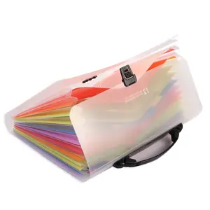 Wholesale PP Plastic Rainbow Color Layers A4 Document Holder Desk File Storage Bag 12 Pocket Organizer Expandable File Folder