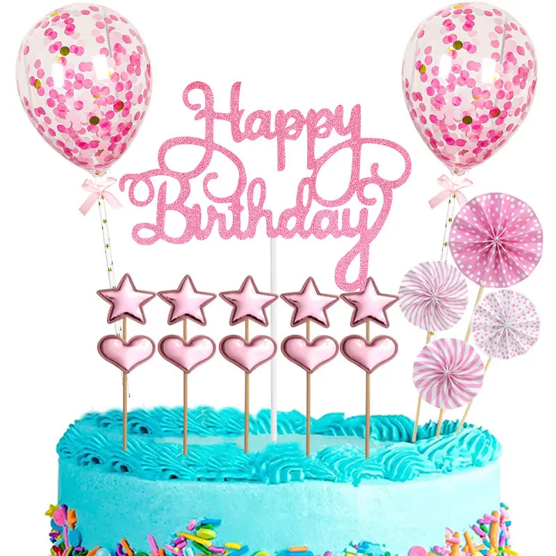 Mini guirnalda de globos para pastel, confeti acrílico para cupcakes, globo de cumpleaños, suministros de decoración, venta al por mayor