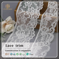Ruban de dentelle florale classique en nylon et élasthanne, à bord festonné, pour la lingerie et les ourlets de robes
