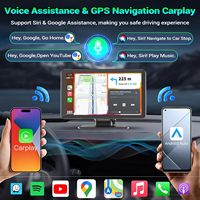 Moniteur de voiture portable universel 7 pouces avec CarPlay et Android Auto sans fil, caméra, lecteur MP5, DVR, garantie 1 an