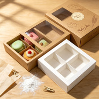 Boîte d'emballage alimentaire en carton ondulé Kraft, à compartiments multiples, avec fenêtre de visualisation, personnalisable, 2/3/4 grilles, à diviseurs séparables