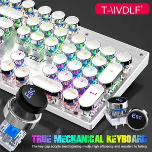 Bàn phím chơi game cơ học có dây T-Wolf T75 104 phím, switch xanh phát sáng với đèn nền 9 màu, tương thích PUBG cho laptop - Product Image 3