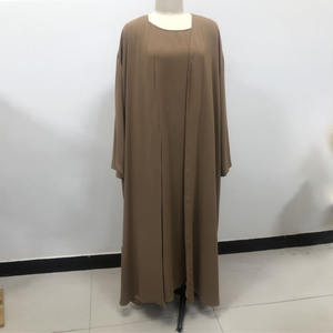 OEM/ODM Color puro tela hendidura puño lactancia vestido interior estilo modesto fuera reversible abaya con bufanda - Product Image 1