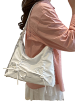 Sac bandoulière froncé avec chaîne, sac messager à fermeture éclair, doublure en polyester de haute qualité, idéal pour l'été et l'usage quotidien