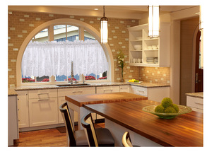 Tissu transparent en dentelle blanche prête à l'emploi pour les conceptions de salon et les rideaux de cuisine - Product Image 3