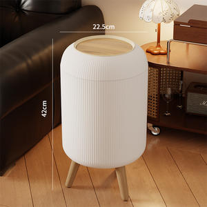 बड़ी क्षमता 12 एल पर्यावरण के अनुकूल कचरा बिन रेट्रो चीनी लकड़ी के अनाज ढक्कन खुले शीर्ष पीपी घरेलू रसोई बाथरूम भंडारण बाल्टी - Product Image 4