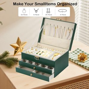 Custom Eco-Friendly Durable Elegant PU Leather Foldable Display Case Showcase Women's Girls' Travel Jewel <b>Ring</b> <b>Watch</b> Jewelry Set - Product Image 4