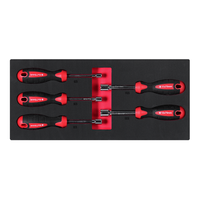 Ensemble d'outils CRV 4 pièces avec plateau en mousse EVA DMS02 – Pince à bec rond courbé, pince coupante pour fil, pince à circlips, pince à anneaux à ressort à aiguille longue