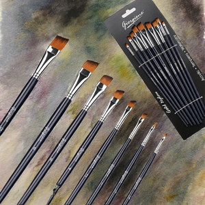 Giorgione Wholesale 9Pcs Nylon Hair Aluminum Ferrule Plastic Watercolor <b>Acrylic</b> Oil Painting <b>Brushes</b> G-648 Zhejiang Factory - Product Image 2
