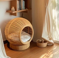 Nid pour chat et animal de compagnie, style villa, en bambou tressé, frais pour l'été, universel quatre saisons, mobilier de salon et chambre à coucher, style maison de famille