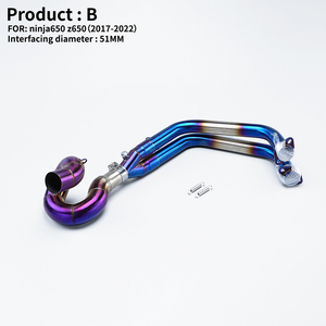 Nuevo Sistema de Escape Slip-On de Acero Inoxidable Modificado para Carreras Kawasaki Ninja <span class=keywords><strong>Z650</strong></span> 2017-2022, Tubo de Enlace Delantero - Product Image 6