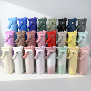 Custom Logo Hydro Water Bottle Flask Stainless Steel <b>Reusable</b> Vacuum Insulated Wide Mouth Sports Bottle <b>with</b> Straw <b>Lid</b> - Product Image 2