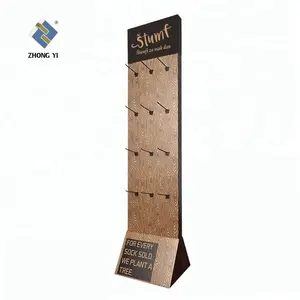 Stand Cardboard Display 2022 Hot Sale Customized Cardboard Hook Floor Display Stand Cardboard Socks Display For Supermarket