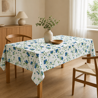 Nappe jetable en PEVA blanche et bleu marine à imprimé floral, 54 x 108 pouces, rectangulaire, en plastique, pour événements et cocktails