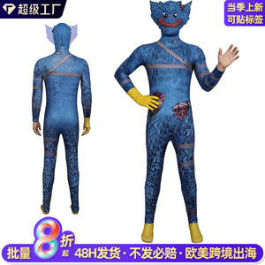 Costume de cosplay Poppy Playtime Huggy Wuggy, combinaison bleue intégrale, pour Halloween, jeux de rôle, anime - Product Image 2