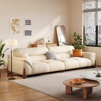 2026 Neues Stoffsofa, Modernes Minimalistisches Retro-Creme-Stil Ledersofa für Kleine Wohnzimmer