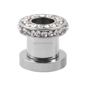 أزياء الفولاذ المقاوم للصدأ الكريستال النساء الرجال اللحم الأذن ثقب النفق حار بيع سدادات الأذن المتوسع المجوهرات بالجملة - Product Image 3