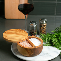 Boîte à sel en bois personnalisée, cuisine bambou sel poivre épices pots de stockage ensemble de récipients