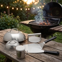 Ensemble d'accessoires pour barbecue Blackstone et Camp Chef, ensemble de spatules de barbecue avec spatules élargies, couvercle de badigeonnage, racloir