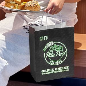 Bolsa de Papel Kraft Negra Personalizada, Ecológica, Biodegradable y Reciclable para Alimentos, Shawarma, Burritos, Crepas, Pan Pita - Product Image 4